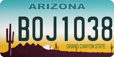 AZ license plate BOJ1038
