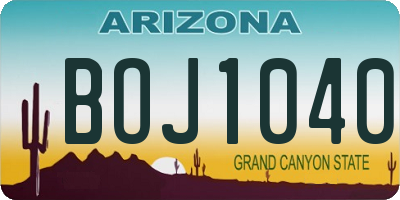 AZ license plate BOJ1040