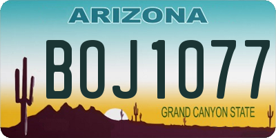 AZ license plate BOJ1077