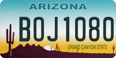 AZ license plate BOJ1080