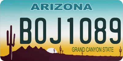 AZ license plate BOJ1089