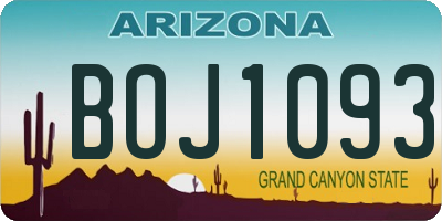 AZ license plate BOJ1093