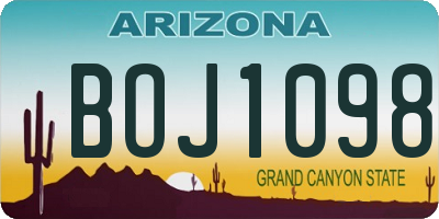 AZ license plate BOJ1098