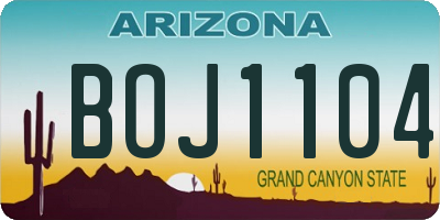 AZ license plate BOJ1104