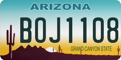 AZ license plate BOJ1108