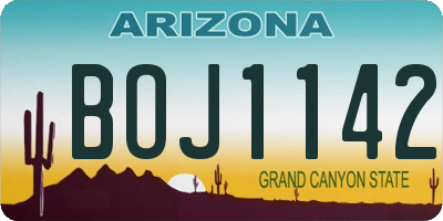 AZ license plate BOJ1142