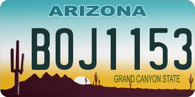 AZ license plate BOJ1153