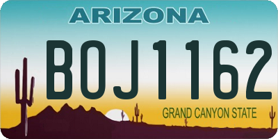 AZ license plate BOJ1162