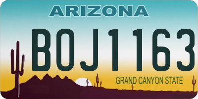 AZ license plate BOJ1163