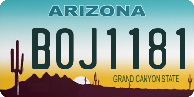 AZ license plate BOJ1181