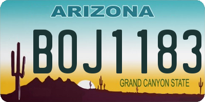 AZ license plate BOJ1183
