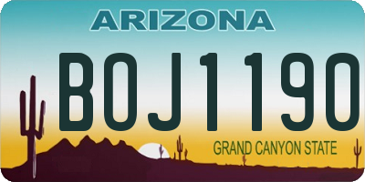 AZ license plate BOJ1190