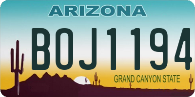 AZ license plate BOJ1194
