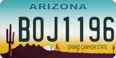 AZ license plate BOJ1196