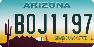 AZ license plate BOJ1197