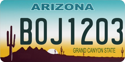 AZ license plate BOJ1203