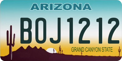 AZ license plate BOJ1212
