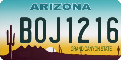 AZ license plate BOJ1216