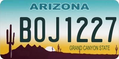 AZ license plate BOJ1227