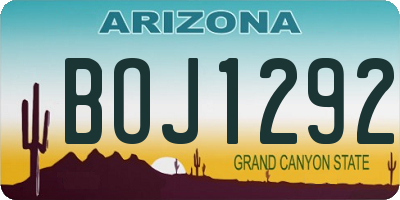 AZ license plate BOJ1292