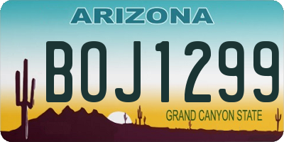 AZ license plate BOJ1299
