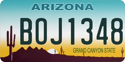 AZ license plate BOJ1348