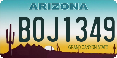 AZ license plate BOJ1349