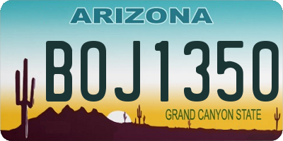AZ license plate BOJ1350