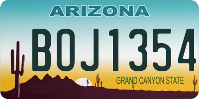 AZ license plate BOJ1354