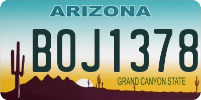 AZ license plate BOJ1378