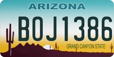 AZ license plate BOJ1386