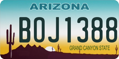 AZ license plate BOJ1388