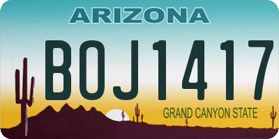 AZ license plate BOJ1417
