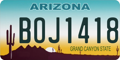 AZ license plate BOJ1418