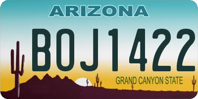 AZ license plate BOJ1422