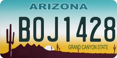 AZ license plate BOJ1428