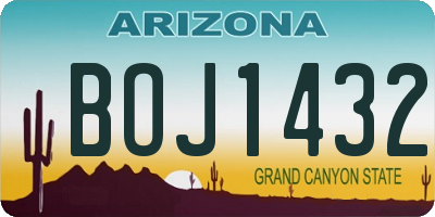 AZ license plate BOJ1432