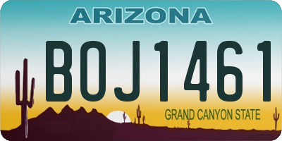 AZ license plate BOJ1461