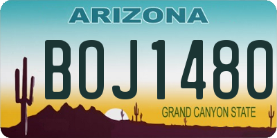 AZ license plate BOJ1480