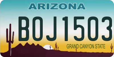 AZ license plate BOJ1503