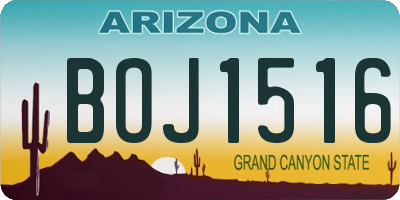 AZ license plate BOJ1516