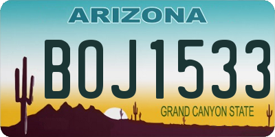 AZ license plate BOJ1533