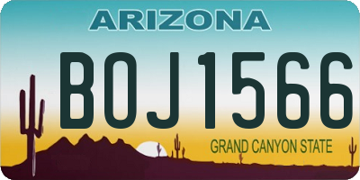 AZ license plate BOJ1566