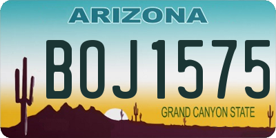 AZ license plate BOJ1575