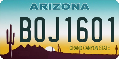AZ license plate BOJ1601