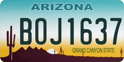 AZ license plate BOJ1637