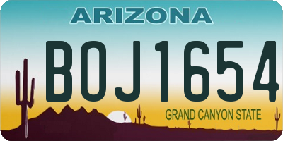 AZ license plate BOJ1654