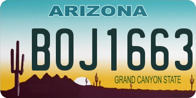 AZ license plate BOJ1663