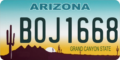 AZ license plate BOJ1668