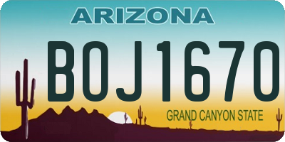 AZ license plate BOJ1670